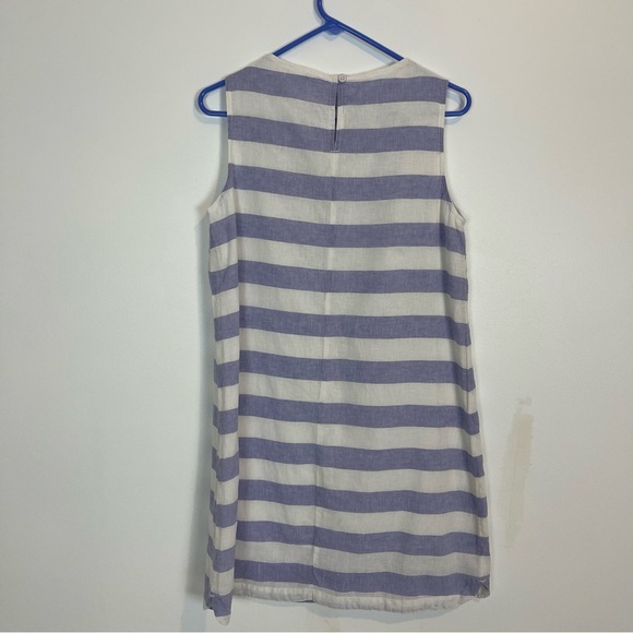 BeachLunchLounge Linen Striped Nautical Shift Dress Sleeveless white blue size M - Picture 5 of 8
